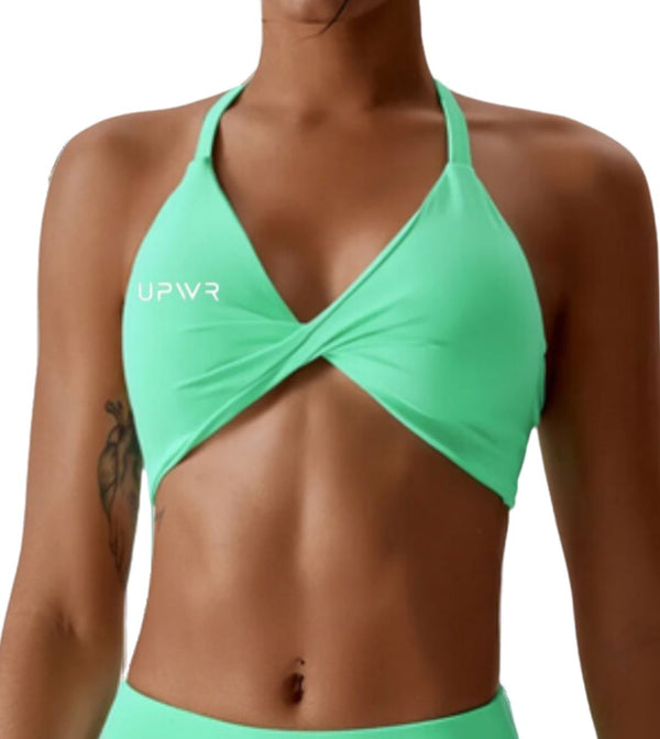 Twisted Sports Bra Apple Green| Upwr