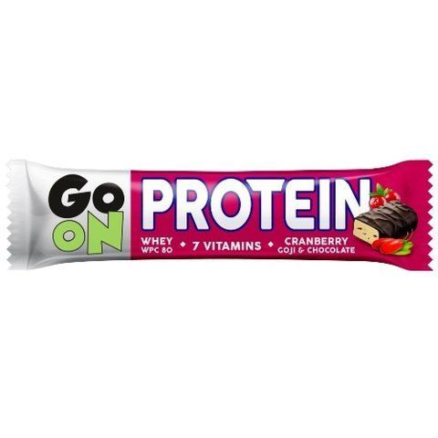 GO ON Protein Bar 20% &mdash; 1 батончик 50 г, Журавлина та годжі в шоколаді 100-60-6356325-20 фото