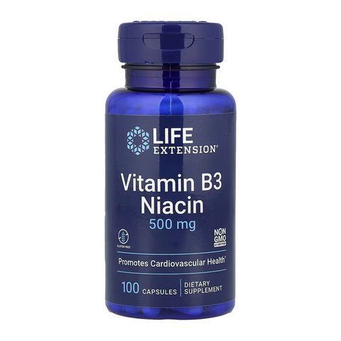 Vitamin B3 Niacin 500 mg - 100 caps 2023-10-6355 фото