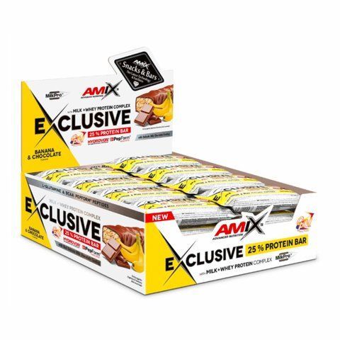 Amix Exclusive Protein Bar &mdash; Банан і шоколад, коробка 12 батончиків &times; 85 г 2022-09-1050 фото