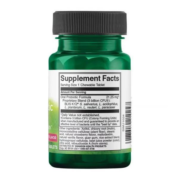 Swanson Oral Probiotic Formula 3 billion Cfu - 30 таблеток, Натуральна полуниця 2023-10-5861 фото