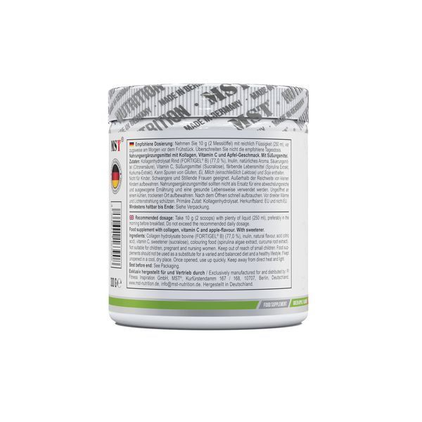MST Collagen Peptides Fortigel plus Vitamin C 300 g Green apple UP246 фото