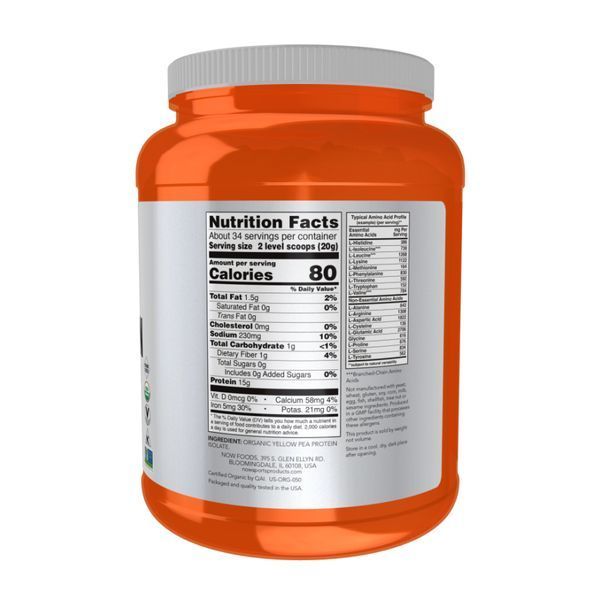 NOW Foods Organic Pea Protein - 680 г 2023-10-5231 фото