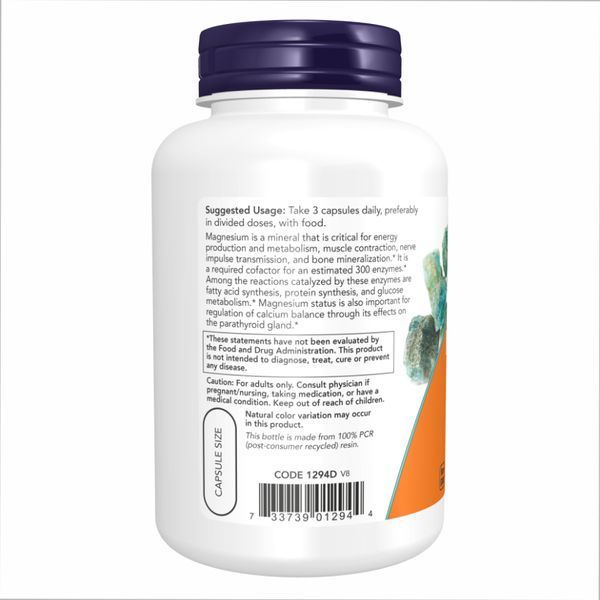 NOW Foods Magnesium Citrate - 400 мг магнію, рослинні капсули - 120 капсул 24142 фото